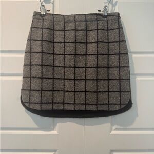 Madewell Wool Shirttail Mini Skirt Gray Window Pane Plaid Womens Size 6